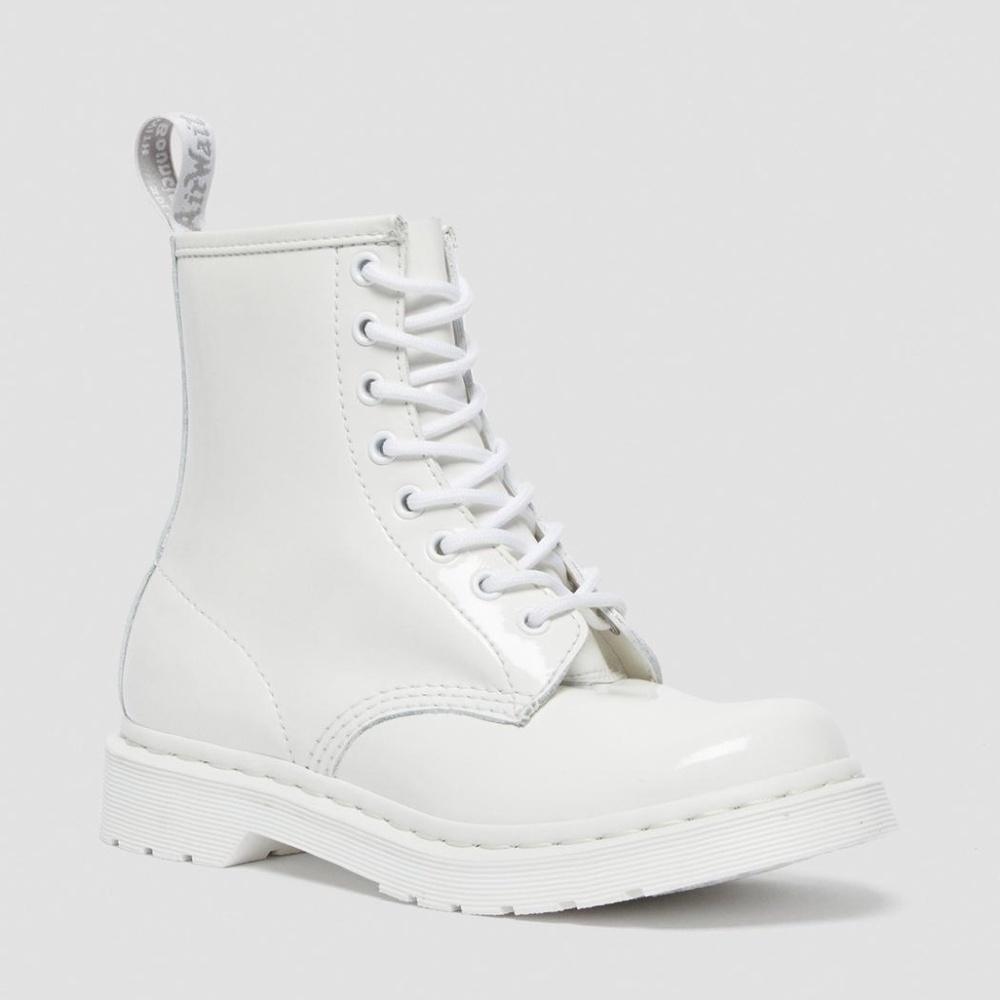 Dr. Martens Women's 1460 8-Eye Mono White Patent Lamper 8-Eye - Picture 2 of 9